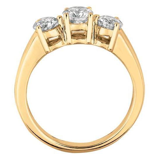 Yellow Gold 1.75 Carats Real Diamond 3 Stone Anniversary Ring Jewelry2