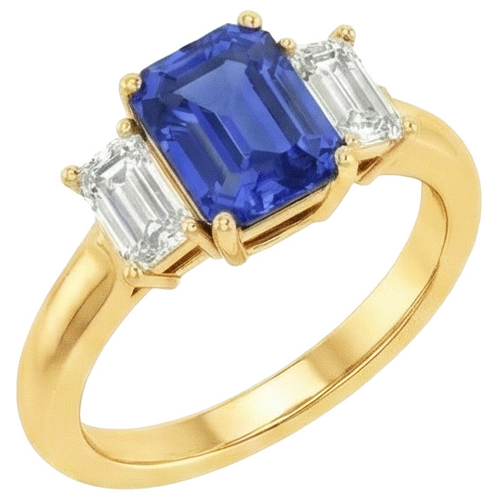 natural emerald sapphire 9ct ring front view