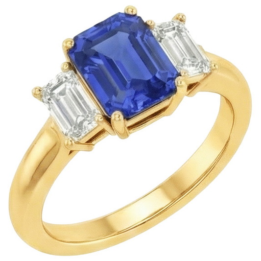 natural emerald sapphire 9ct ring front view