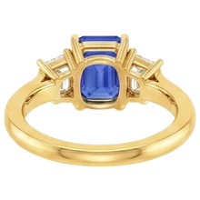 natural emerald sapphire 9ct ring on white background