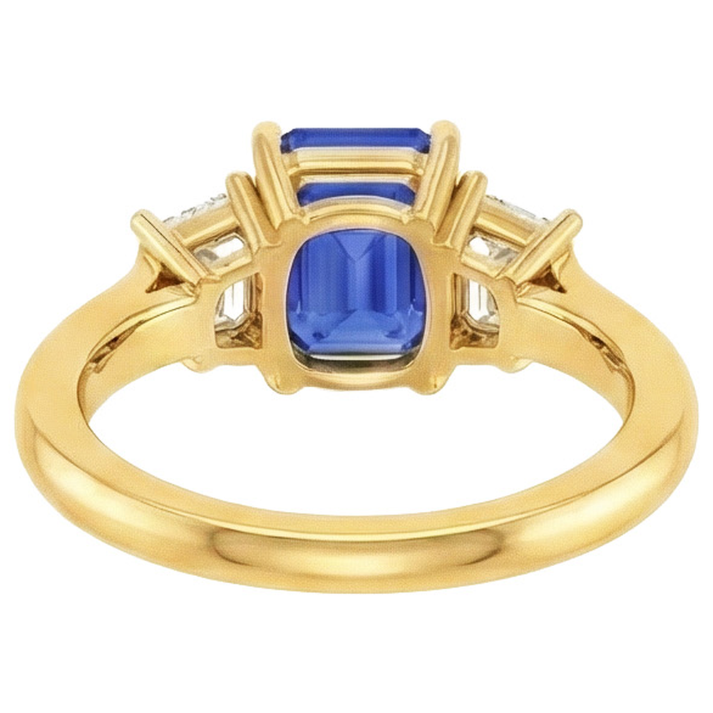 natural emerald sapphire 9ct ring on white background