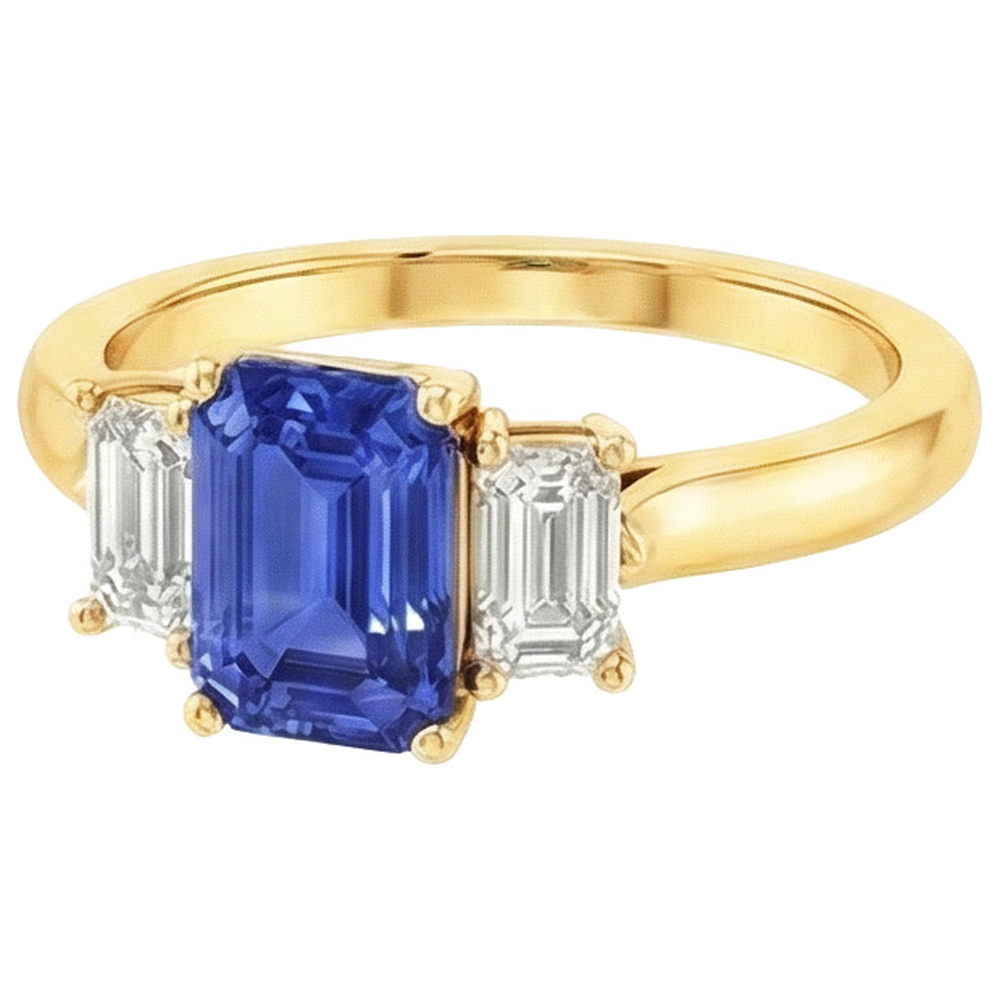 natural emerald sapphire 9ct ring close up detail