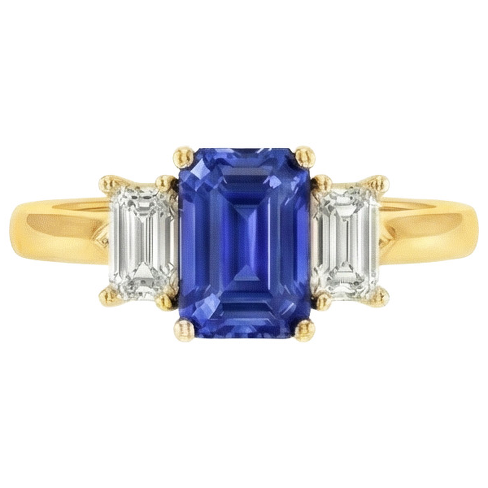 natural emerald sapphire 9ct ring side angle