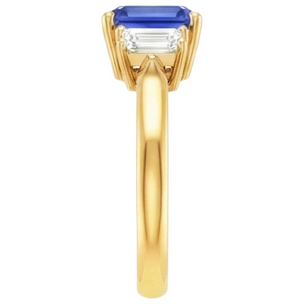 natural emerald sapphire 9ct ring profile view