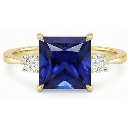 natural round sapphire 5.25ct ring profile view