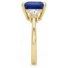 natural round sapphire 5.25ct ring on white background