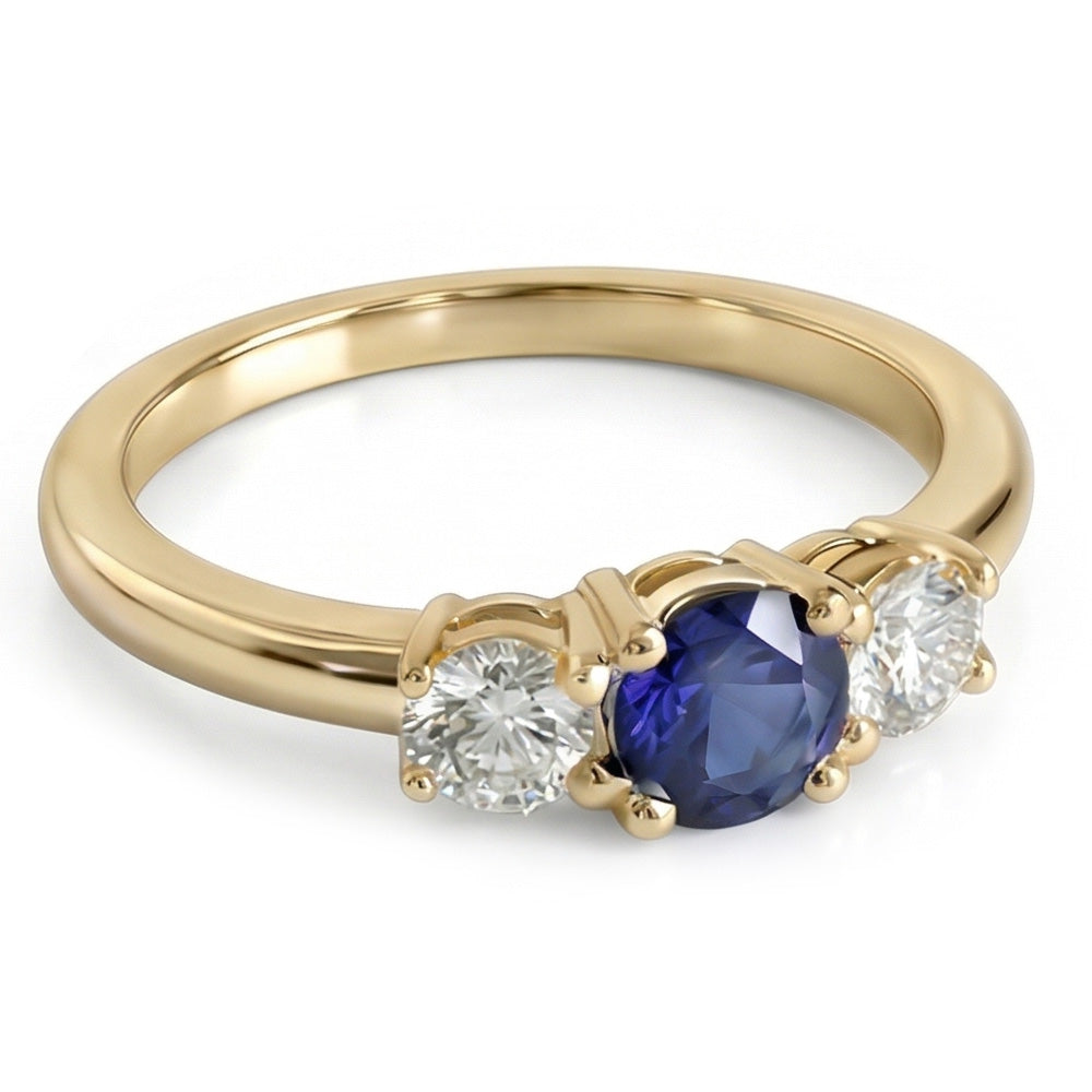 natural round sapphire 1.50ct ring front view