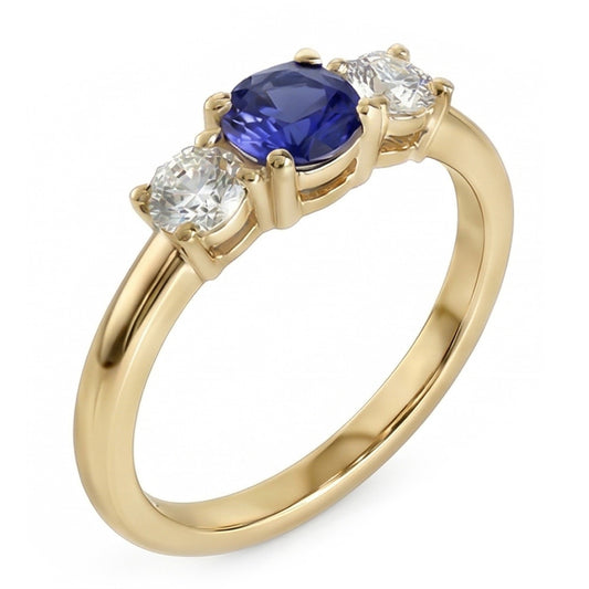 natural round sapphire 1.50ct ring side angle