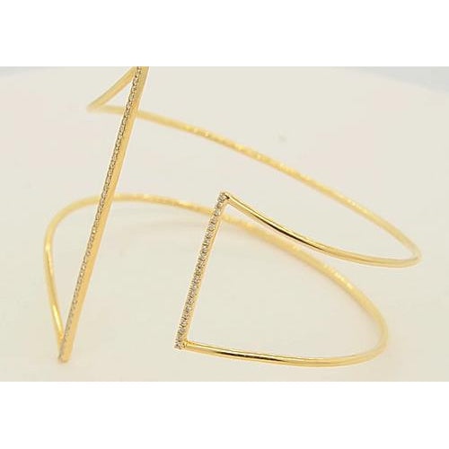Yellow Gold Bangle Genuine 1.50 Carats Women Jewelry New