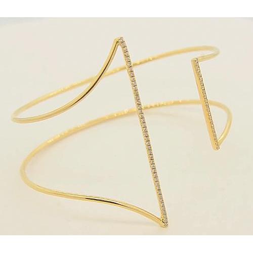 Yellow Gold Bangle Genuine 1.50 Carats Women Jewelry New