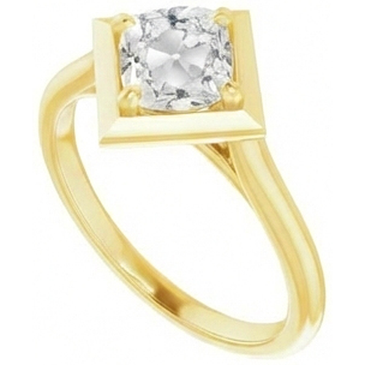 Natural Brilliant Diamond Single Stone Ring 5 ct 14 Karat Yellow Gold – front view
