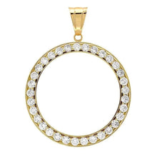 Yellow Gold Dollar Genuine Diamond Bezel Pendant 3 Carats (Coin not included)