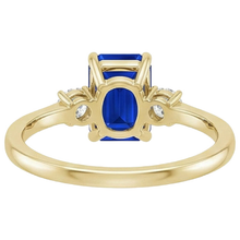Yellow Gold Emerald 3 Stones Ring Blue Sapphire & Natural Earth Mined Diamond 3.50 Carats