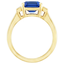 Yellow Gold Emerald Gemstone Ring Baguette Natural Earth Mined Diamonds 5 Carats 3 Stone