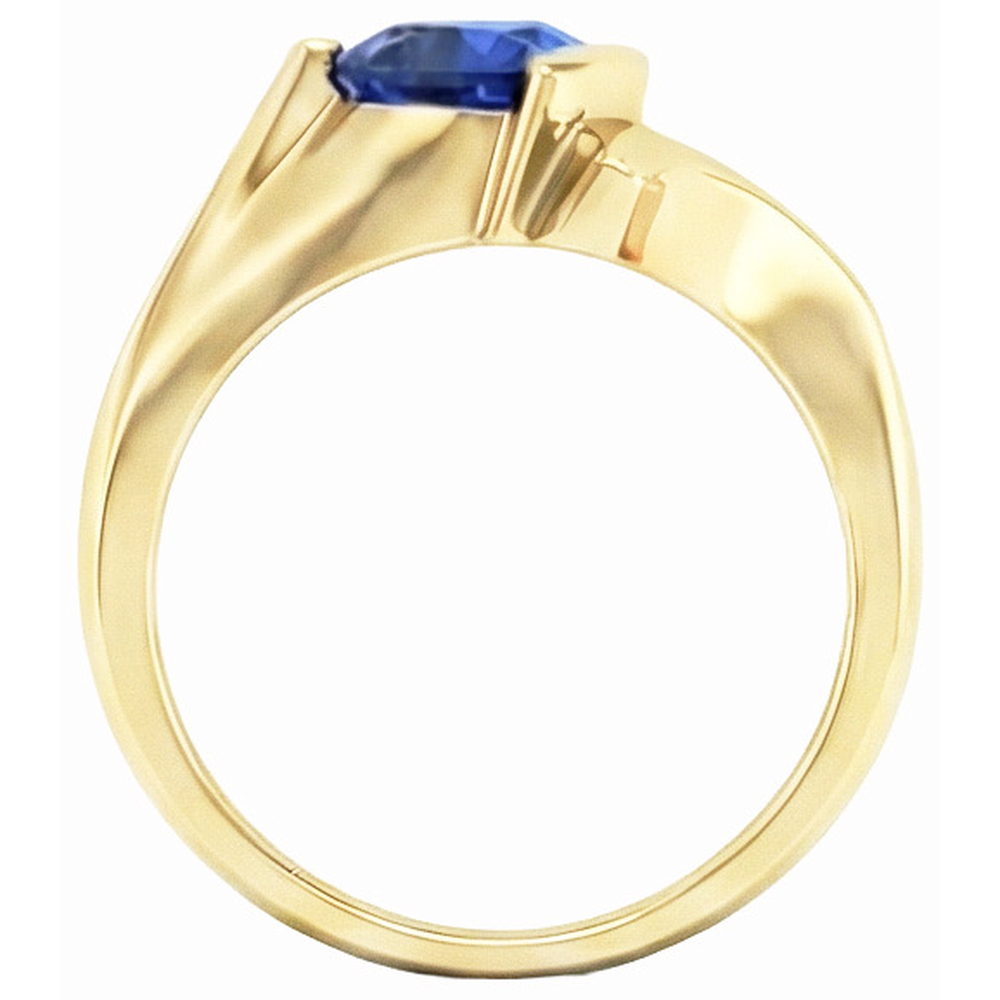 Yellow Gold Gemstone Ring Trillion Shaped Ceylon Sapphire 1 Carat