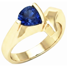 Yellow Gold Gemstone Ring Trillion Shaped Ceylon Sapphire 1 Carat
