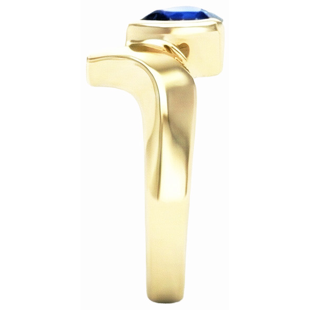 Yellow Gold Gemstone Ring Trillion Shaped Ceylon Sapphire 1 Carat