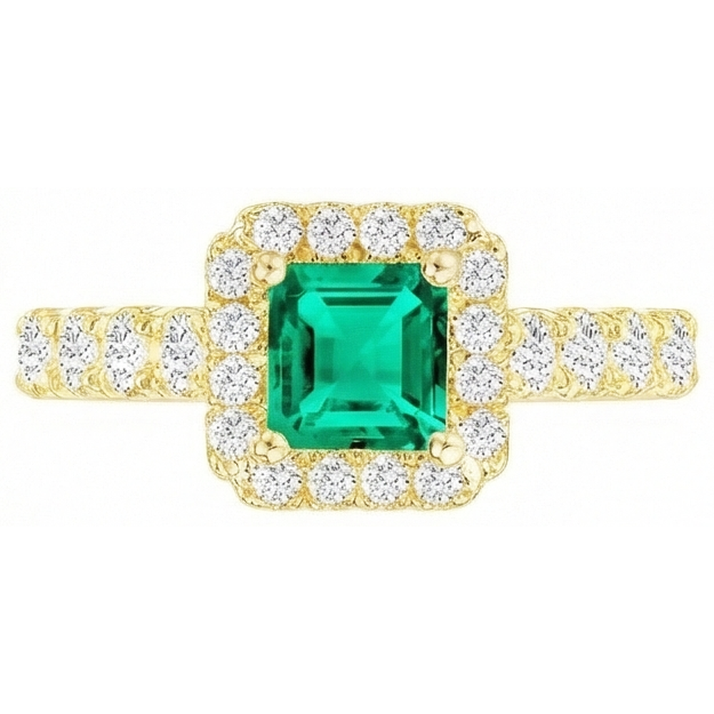 Natural Fine Emerald Gemstone Ring – front view