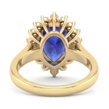 Yellow Gold Halo Ring Flower Style Ceylon Sapphire & Natural Earth Mined DIAMOND ( NOT LAB GROWN )s 4 Carats