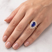 Yellow Gold Halo Ring Flower Style Ceylon Sapphire & Natural Earth Mined DIAMOND ( NOT LAB GROWN )s 4 Carats