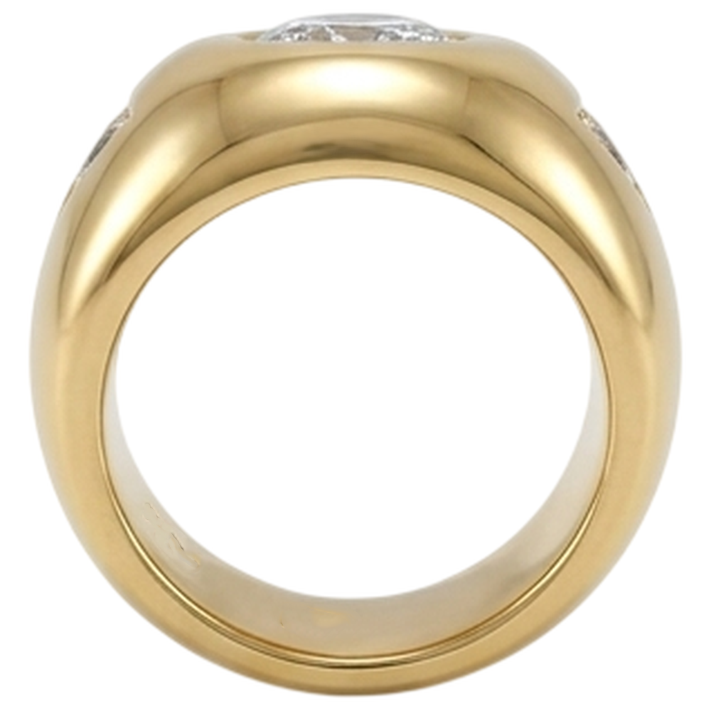 Yellow Gold Men's Ring Old Cut Round Natural Earth Mined Diamonds Three Stone 2.25 Carats