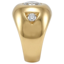 Yellow Gold Men's Ring Old Cut Round Natural Earth Mined Diamonds Three Stone 2.25 Carats