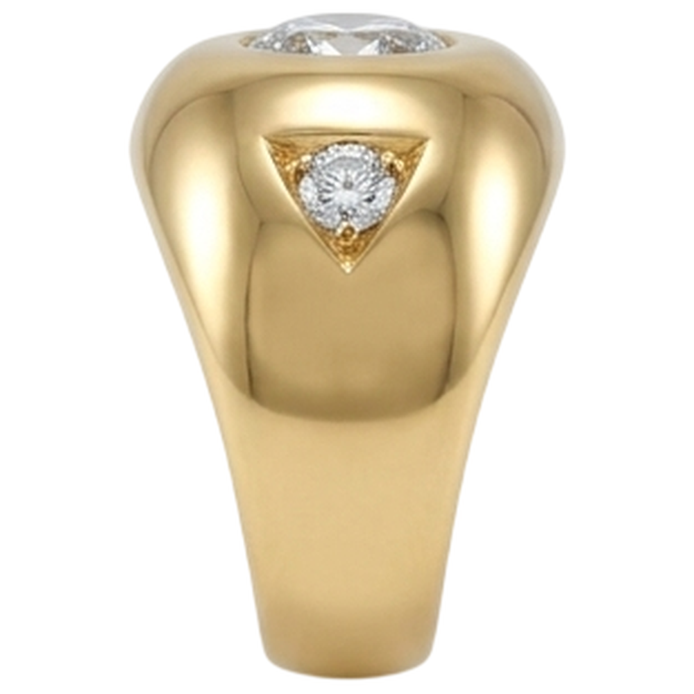 Yellow Gold Men's Ring Old Cut Round Natural Earth Mined Diamonds Three Stone 2.25 Carats