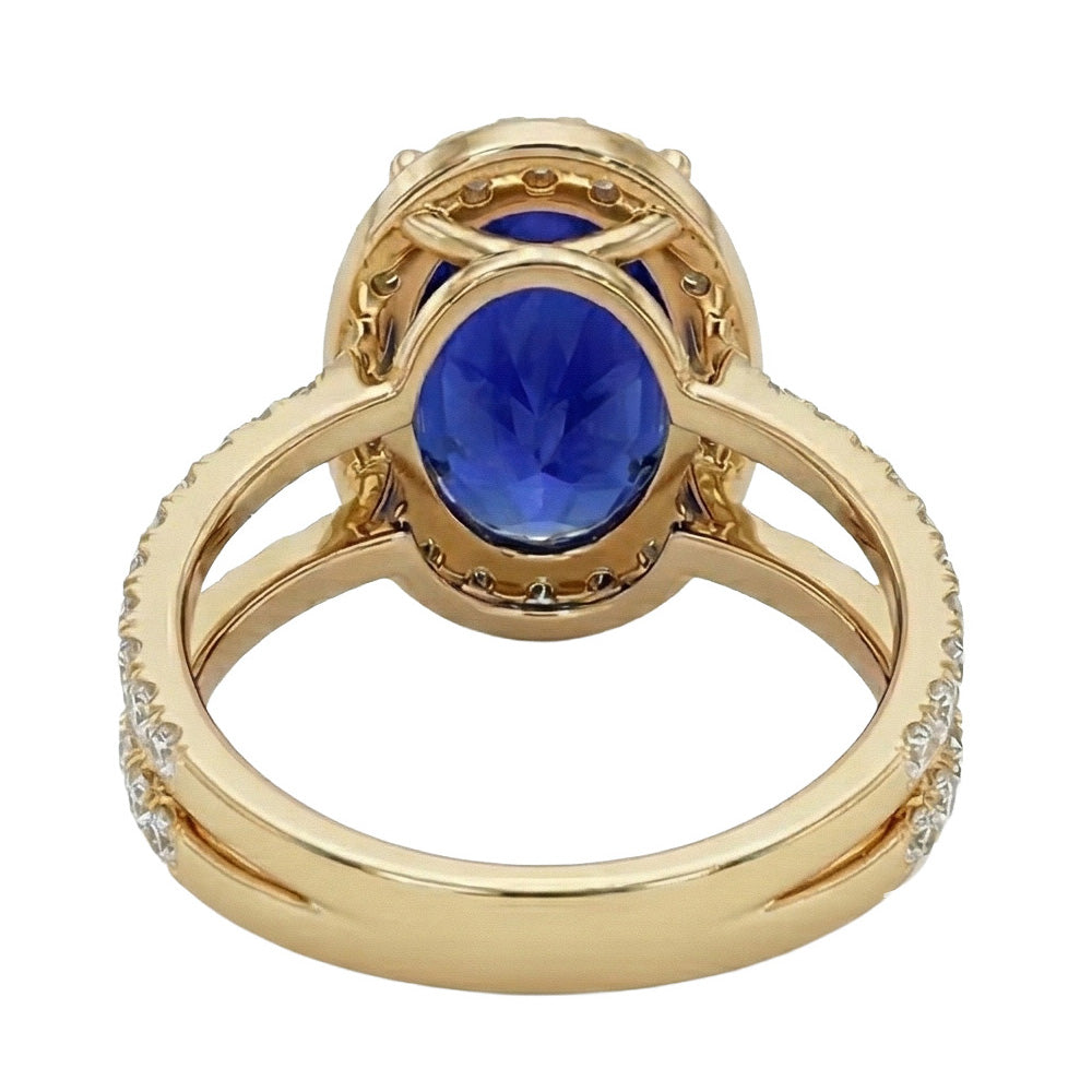 natural round sapphire 7ct ring profile view