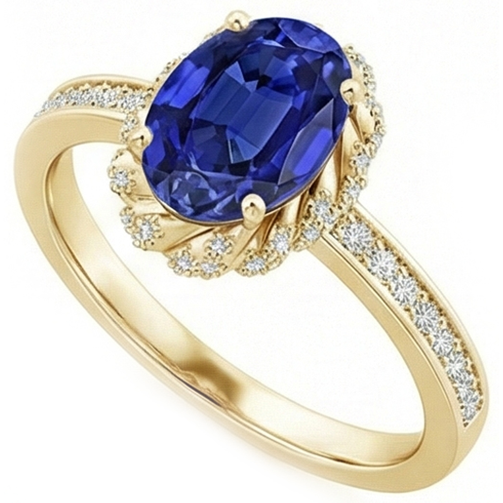 natural round sapphire 5.50ct ring close up detail