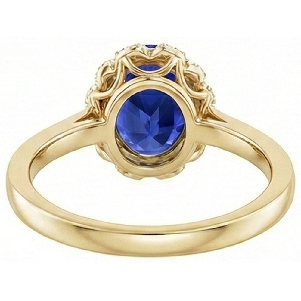 natural round sapphire 5.50ct ring on white background