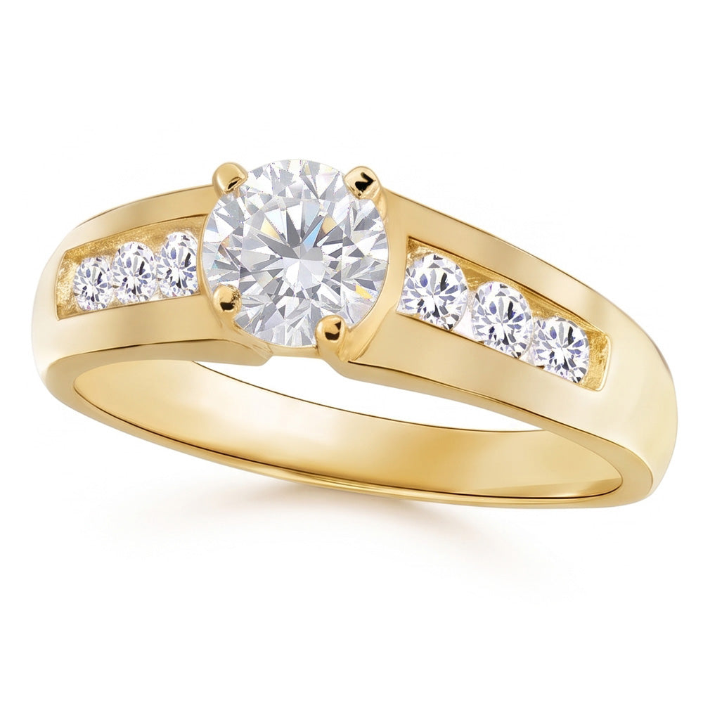 Yellow Gold Natural Earth Mined Diamond Ring Old Miner Round Cut Channel Set 2.10 Carats
