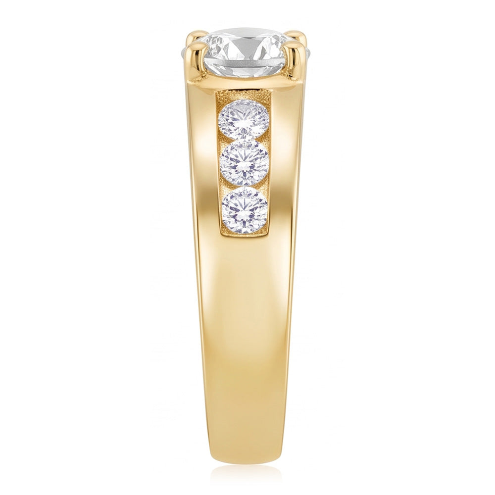 Yellow Gold Natural Earth Mined Diamond Ring Old Miner Round Cut Channel Set 2.10 Carats
