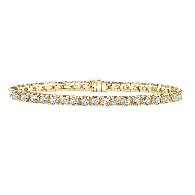 Yellow Gold Natural Round Diamonds Tennis Bracelet 12 Carats 14K