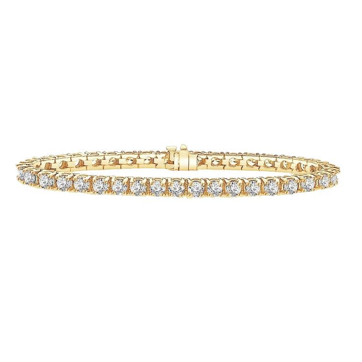 Yellow Gold Natural Round Diamonds Tennis Bracelet 12 Carats 18K