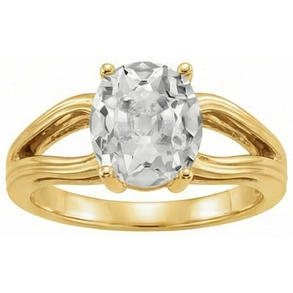 Diamond Old Mine Cut Single Stone Ring in 14K Yellow Gold – side view