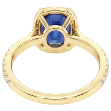 natural round sapphire 11.25ct ring on white background
