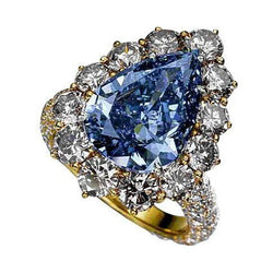 Yellow Gold Real Blue Diamond Cocktail Ring
