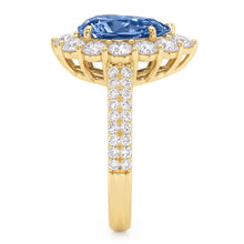 Yellow Gold Real Blue Natural Earth Mined DIAMOND ( NOT LAB GROWN ) Cocktail Ring