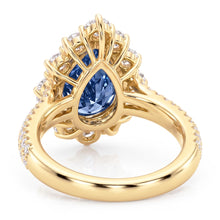 Yellow Gold Real Blue Natural Earth Mined DIAMOND ( NOT LAB GROWN ) Cocktail Ring
