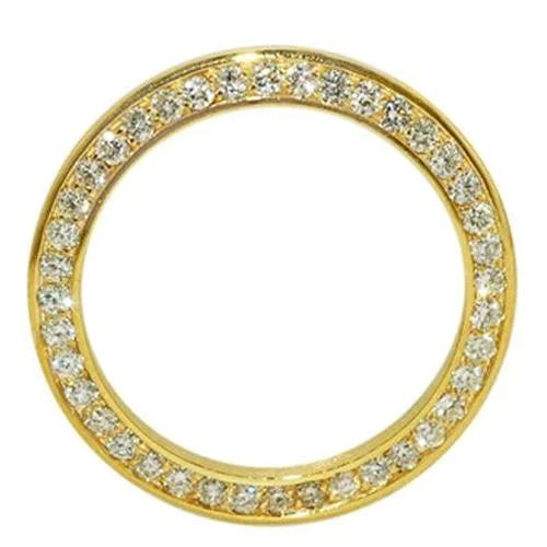 Yellow Gold Real Custom Diamond Bezel To Fit Rolex Datejust  Watch 2 Carats