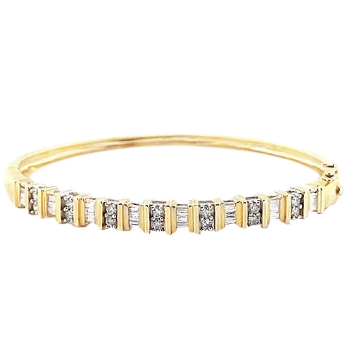 Yellow Gold Real Diamond Bangle 6 Carats Women Jewelry New