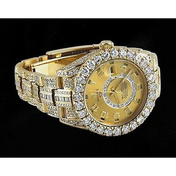 Yellow Gold Rolex 26 Ct. Custom Diamond Watch Oyster Bracelet