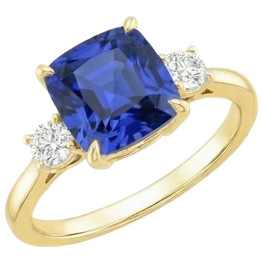 natural round sapphire 2.75ct ring side angle