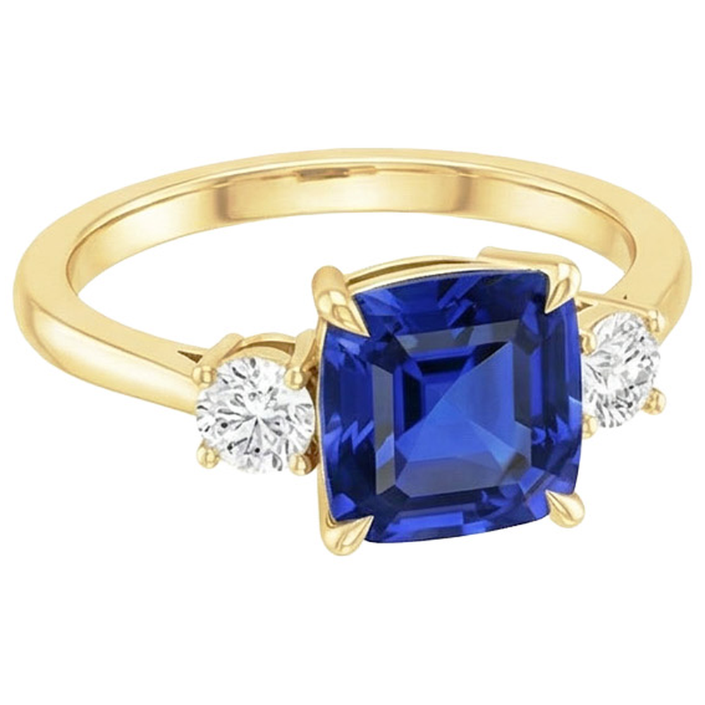 natural round sapphire 2.75ct ring top view