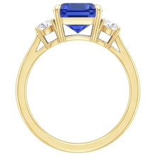 natural round sapphire 2.75ct ring on white background