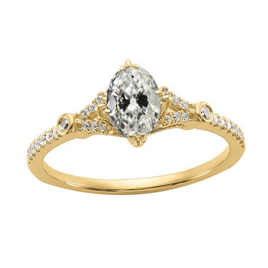 Yellow Gold Round & Oval Old Miner Real Diamond Wedding Ring 3.50 Carats