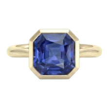 Yellow Gold Solitaire Bezel Set Ceylon Sapphire Ring 5 Carats