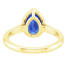 Yellow Gold Solitaire Ring Bezel Set Sri Lankan Sapphire Pear 4 Carats