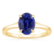 Yellow Gold Solitaire Ring Oval Sri Lankan Sapphire 3 Carats