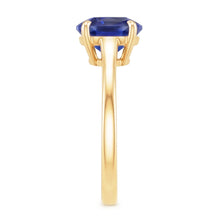 Yellow Gold Solitaire Ring Oval Sri Lankan Sapphire 3 Carats
